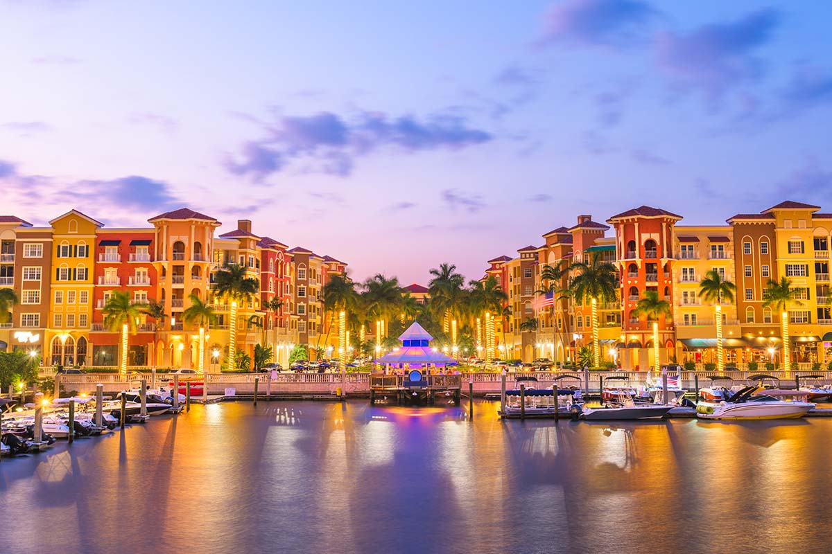 Evening at baronet village in Naples Florida