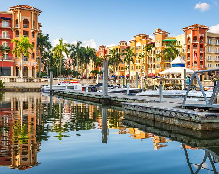 boats in the harbour in Naples, FL