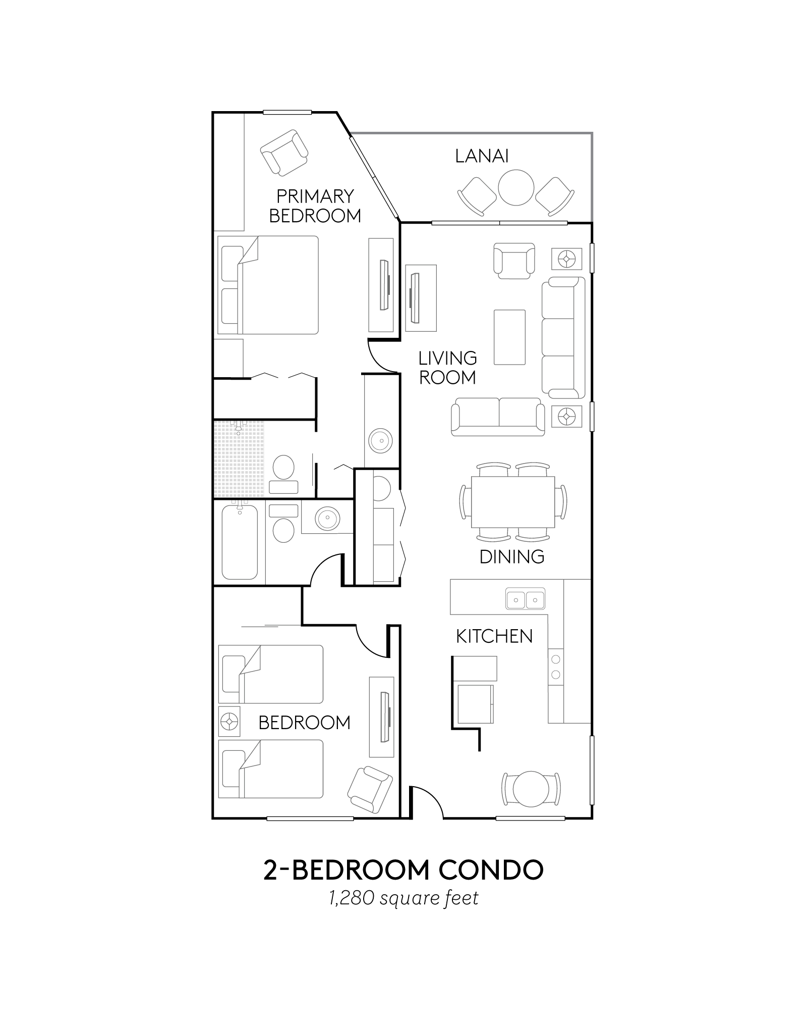 floor plan of 2 bedroom condo
